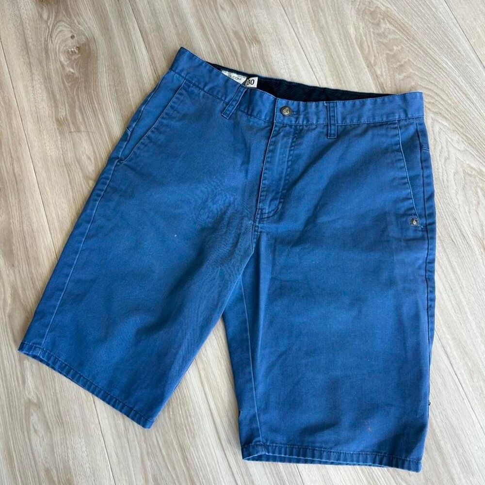 Distressed VOLCOM Skater Men's Blue Navy Shorts